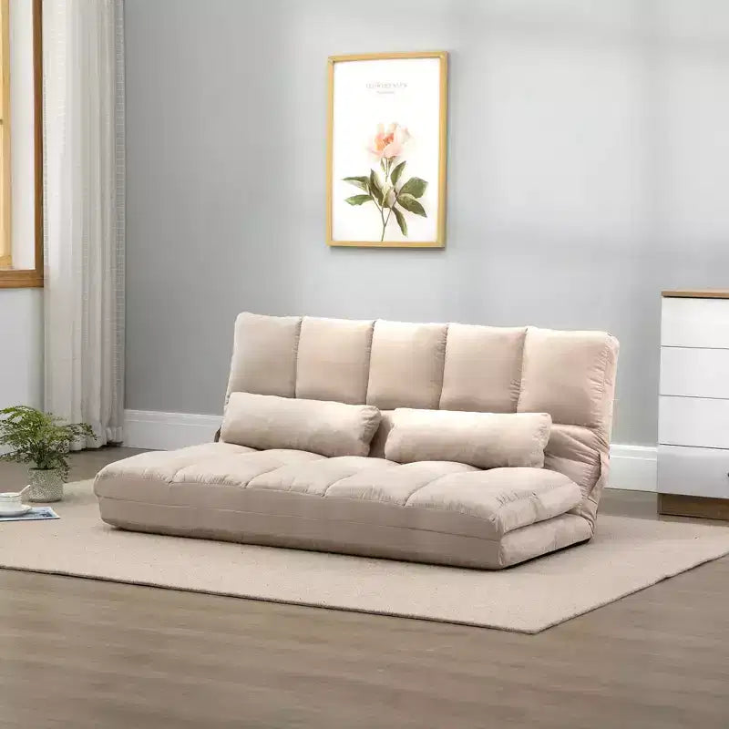 Divano Letto Convertibile, Pieghevole, Chaise Longue per Ospiti con 2 Cuscini, Schienale e Poggiatesta Regolabili