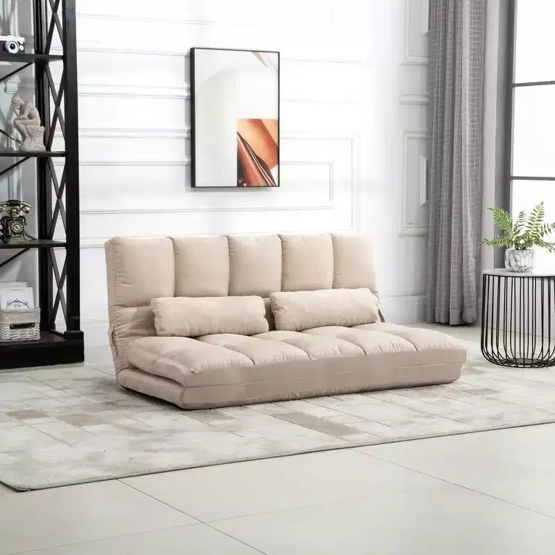 Divano Letto Convertibile, Pieghevole, Chaise Longue per Ospiti con 2 Cuscini, Schienale e Poggiatesta Regolabili