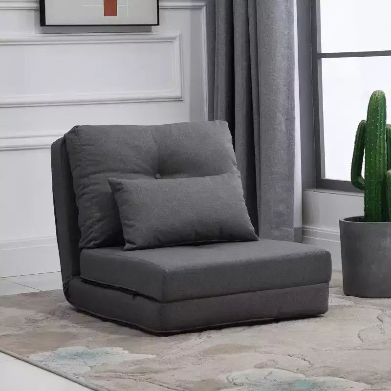 Sedia Flip Convertibile, Divano Pigro da Pavimento, Divano Letto Pieghevole Imbottito con Schienale Regolabile, Struttura in Metallo e Cuscini per Soggiorno