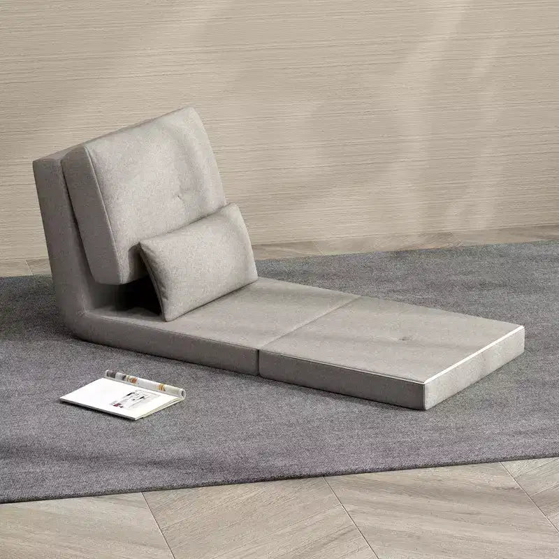 Sedia Flip Convertibile, Divano Pigro da Pavimento, Divano Letto Pieghevole Imbottito con Schienale Regolabile, Struttura in Metallo e Cuscini per Soggiorno