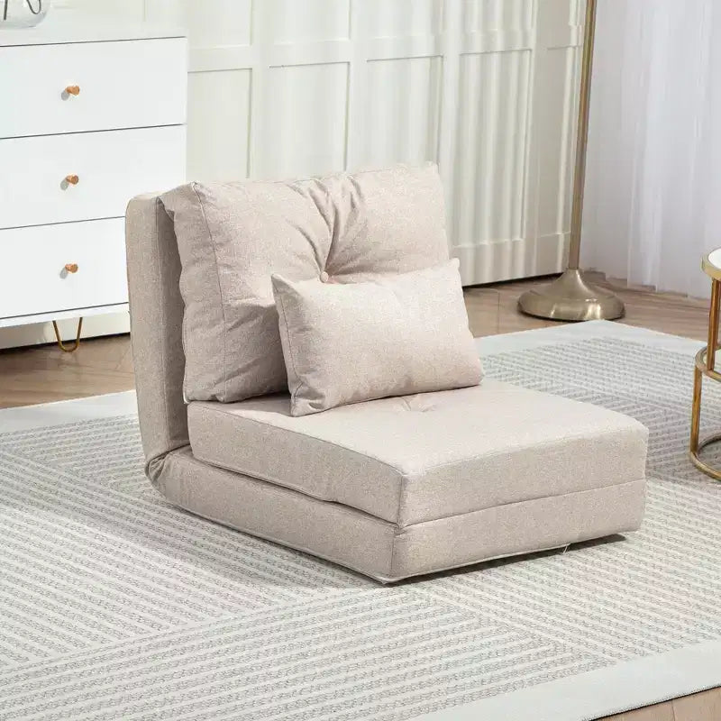 Sedia Flip Convertibile, Divano Pigro da Pavimento, Divano Letto Pieghevole Imbottito con Schienale Regolabile, Struttura in Metallo e Cuscini per Soggiorno