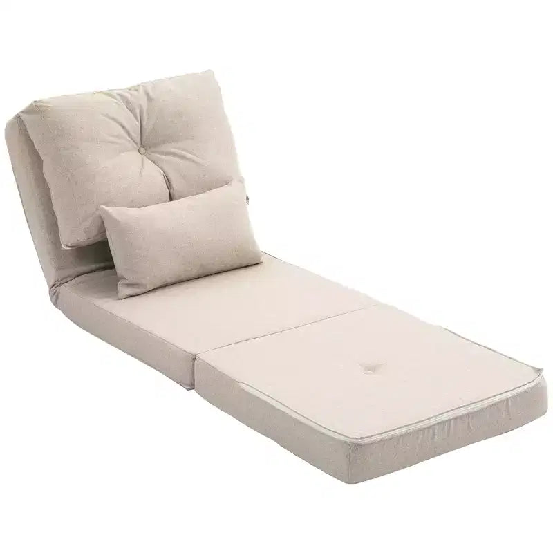 Sedia Flip Convertibile, Divano Pigro da Pavimento, Divano Letto Pieghevole Imbottito con Schienale Regolabile, Struttura in Metallo e Cuscini per Soggiorno