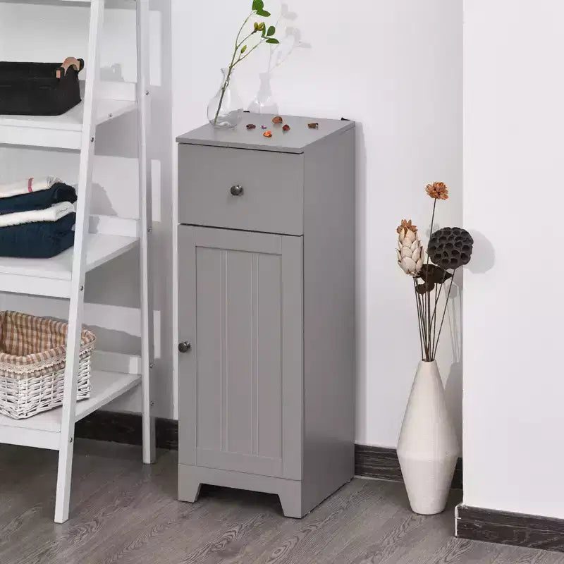 Mobiletto da Bagno Stretto, Armadietto Autoportante con 1 Cassetto e Ripiano Regolabile per Soggiorno