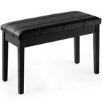 Panca per pianoforte in legno massello con pelle PU, sedile doppio imbottito per tastiera, contenitore, nero