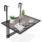 Costway Folding Hanging Table Adjustable Balcony Railing Table Patio Deck Black