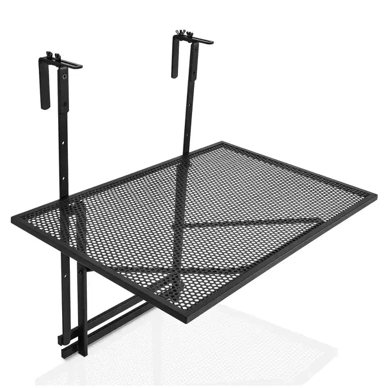 Tavolo pieghevole pensile regolabile per ringhiera balcone, patio, nero