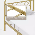 Struttura letto in metallo con testiera e pediera decorate a petalo