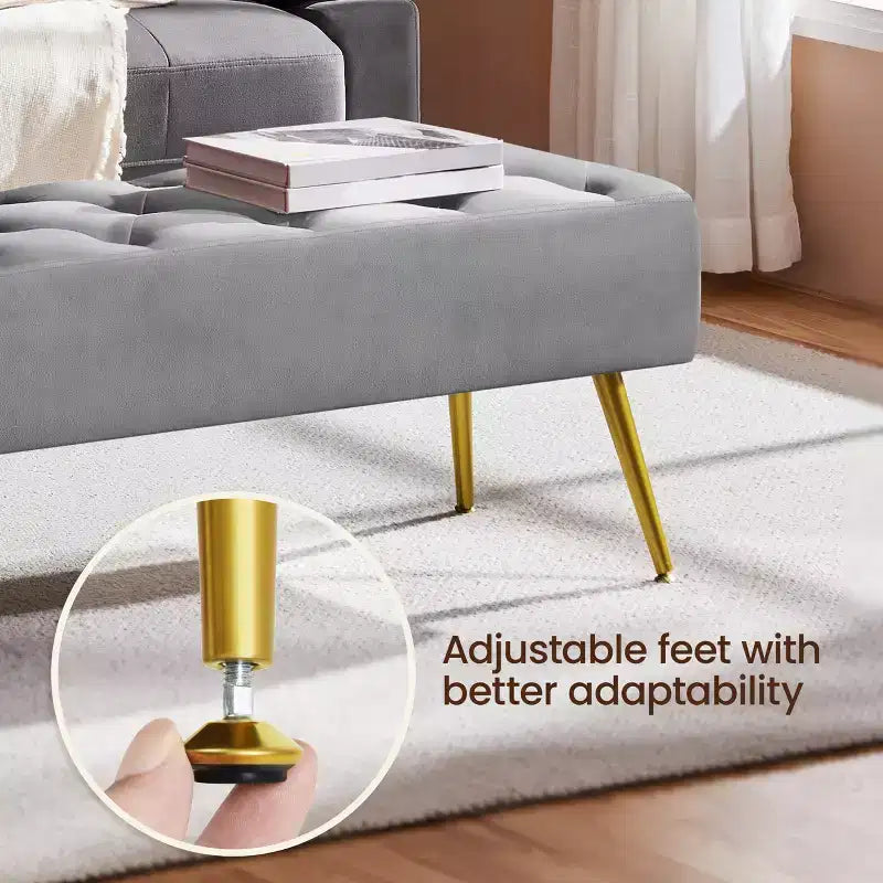 Panca Poggiapiedi Ottomana Moderna Imbottita Capitonnè per Camera da Letto
