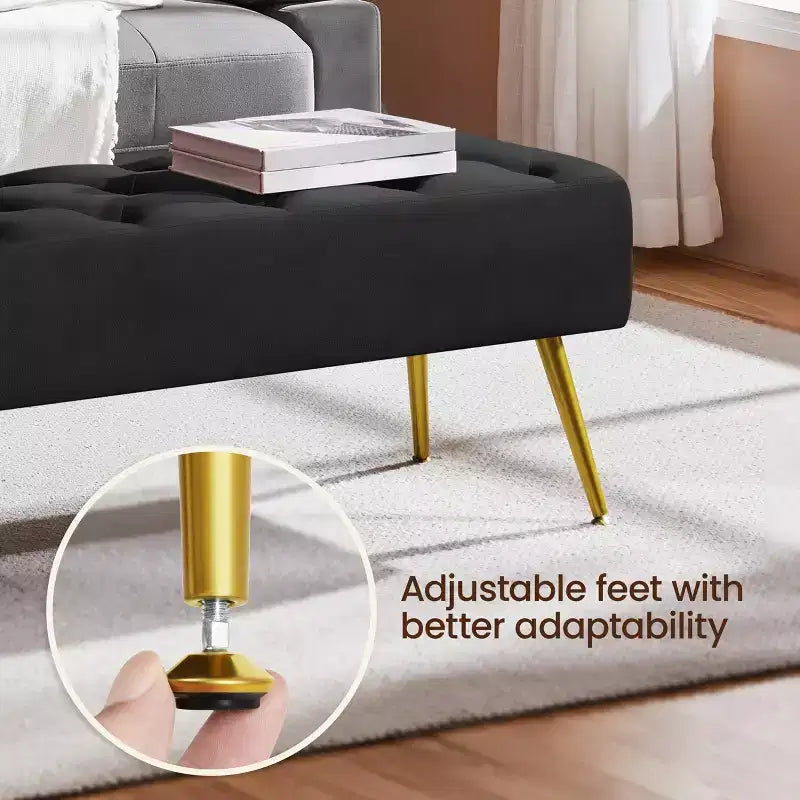 Panca Poggiapiedi Ottomana Moderna Imbottita Capitonnè per Camera da Letto