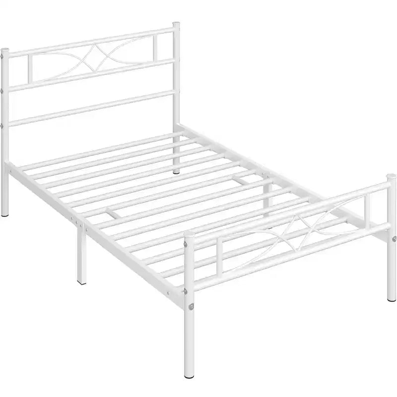 Semplice Struttura Letto in Metallo con Testiera e Pediera dal Design Curvo