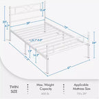 Semplice Struttura Letto in Metallo con Testiera e Pediera dal Design Curvo