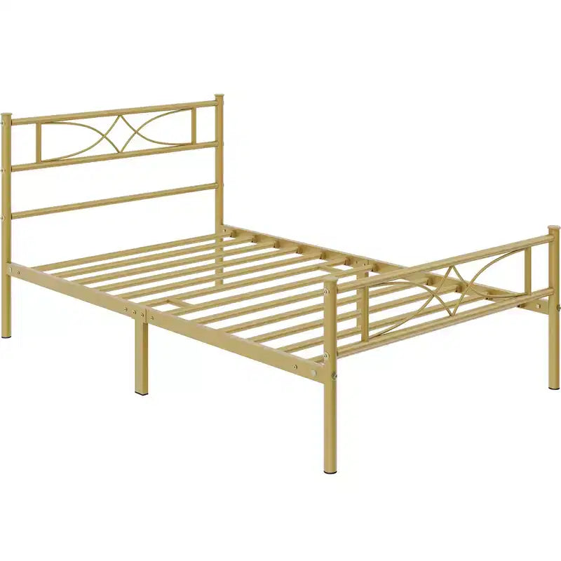 Semplice Struttura Letto in Metallo con Testiera e Pediera dal Design Curvo