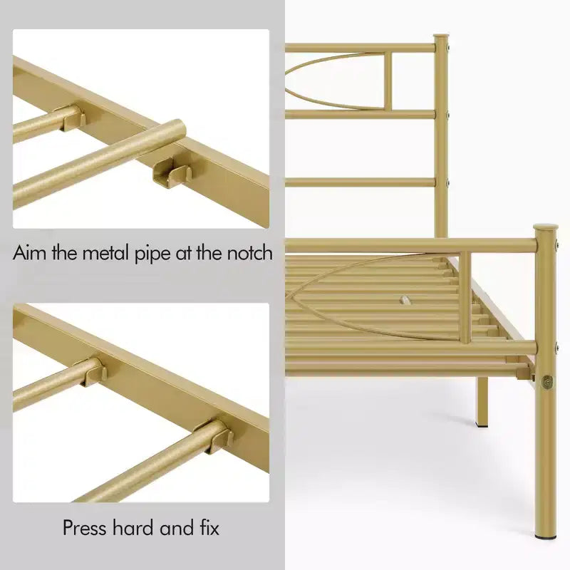 Semplice Struttura Letto in Metallo con Testiera e Pediera dal Design Curvo