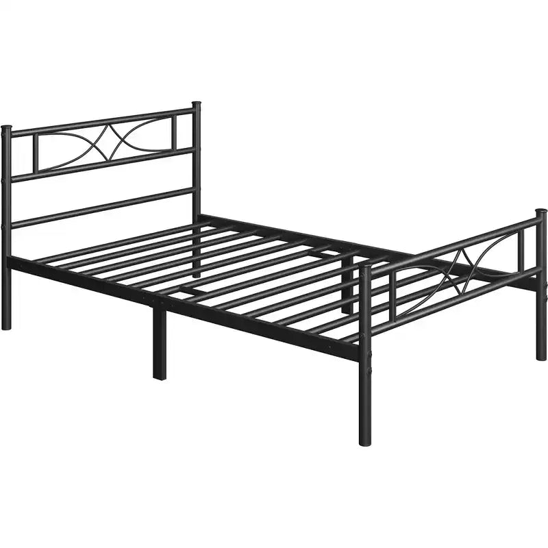 Semplice Struttura Letto in Metallo con Testiera e Pediera dal Design Curvo
