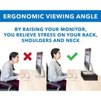 Supporto per monitor per computer con cassetti, rialzo in rete metallica e organizer per laptop e computer, organizer da scrivania con due cassetti estraibili