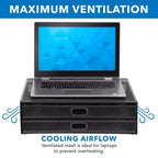Supporto per monitor per computer con cassetti, rialzo in rete metallica e organizer per laptop e computer, organizer da scrivania con due cassetti estraibili