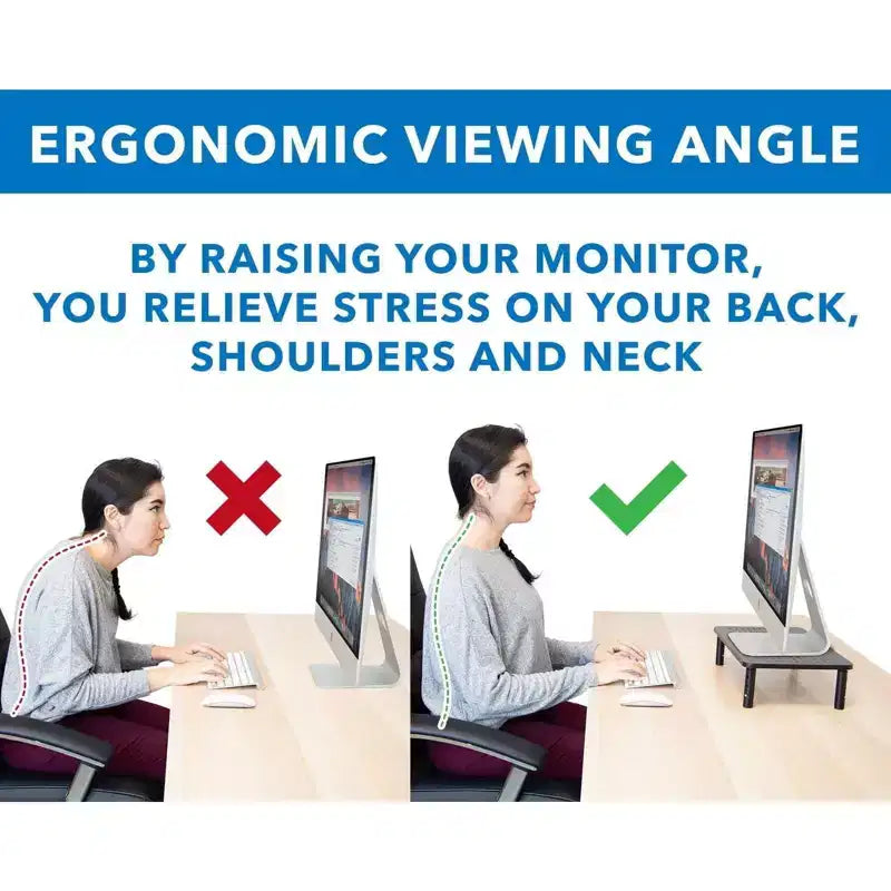 Supporto singolo per monitor regolabile in altezza | Piattaforma per schermo computer in rete metallica | Rialzo da tavolo per monitor portatile e stampante | Capacità 20 kg