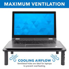 Supporto singolo per monitor regolabile in altezza | Piattaforma per schermo computer in rete metallica | Rialzo da tavolo per monitor portatile e stampante | Capacità 20 kg