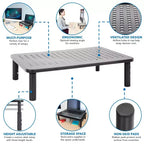 Supporto singolo per monitor regolabile in altezza | Piattaforma per schermo computer in rete metallica | Rialzo da tavolo per monitor portatile e stampante | Capacità 20 kg