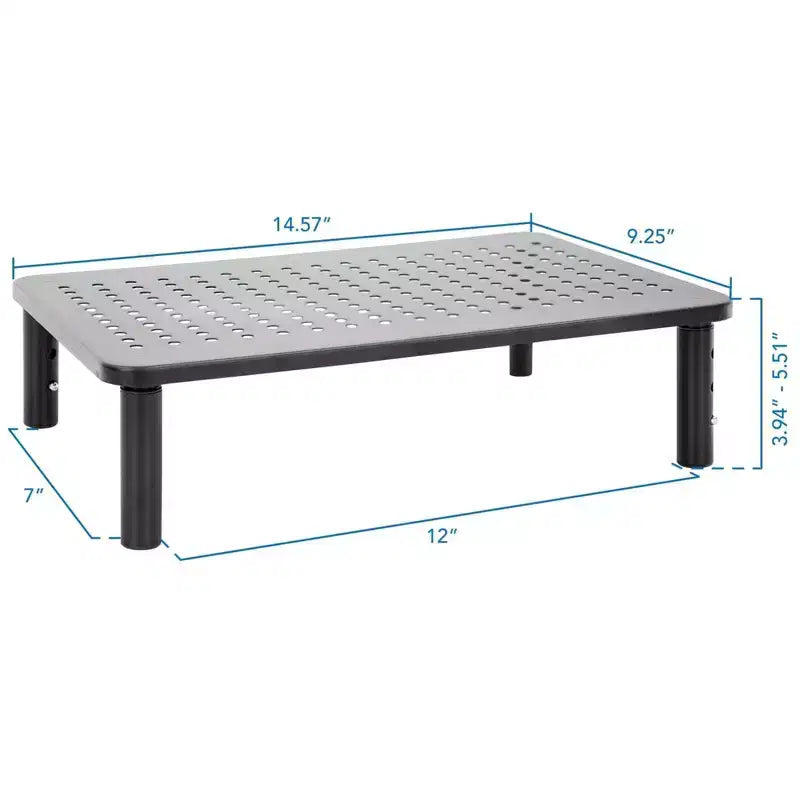 Supporto singolo per monitor regolabile in altezza | Piattaforma per schermo computer in rete metallica | Rialzo da tavolo per monitor portatile e stampante | Capacità 20 kg