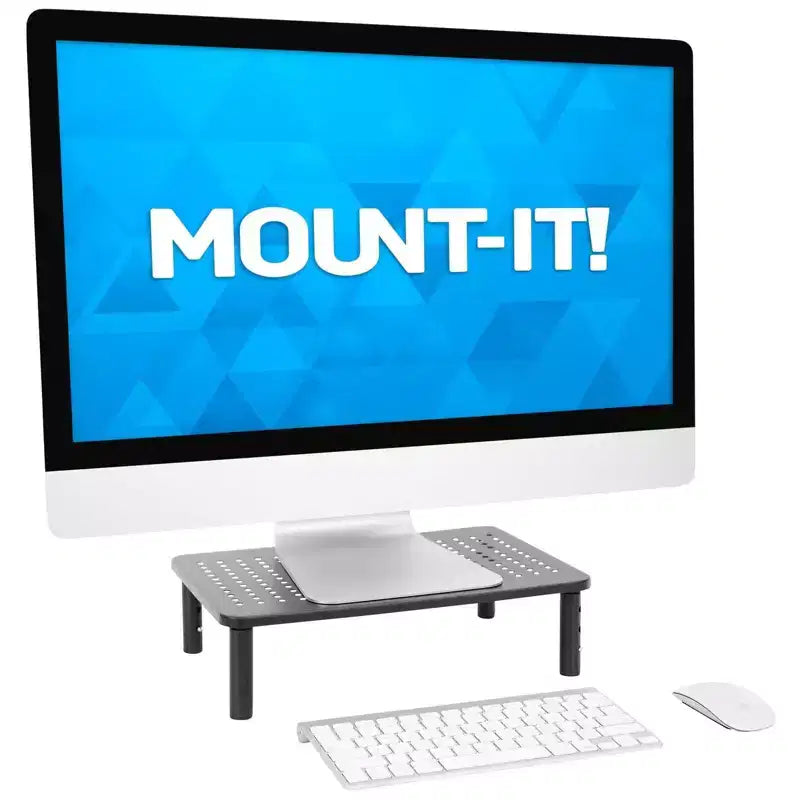 Rialzo Monitor in Metallo, Confezione da 2 | Supporto Regolabile in Altezza per Monitor e Laptop da Scrivania | Adatto per Schermi Fino a 32 Pollici, Capacità 20 kg