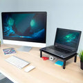 Rialzo Monitor in Metallo, Confezione da 2 | Supporto Regolabile in Altezza per Monitor e Laptop da Scrivania | Adatto per Schermi Fino a 32 Pollici, Capacità 20 kg