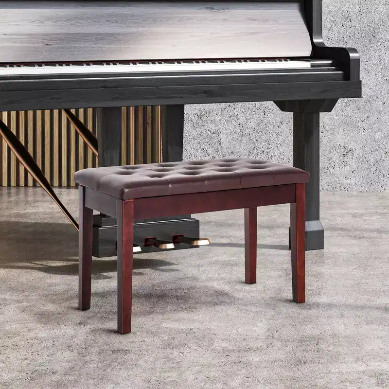 Panca da pianoforte a 2 posti imbottita in similpelle betulla Country tradizionale