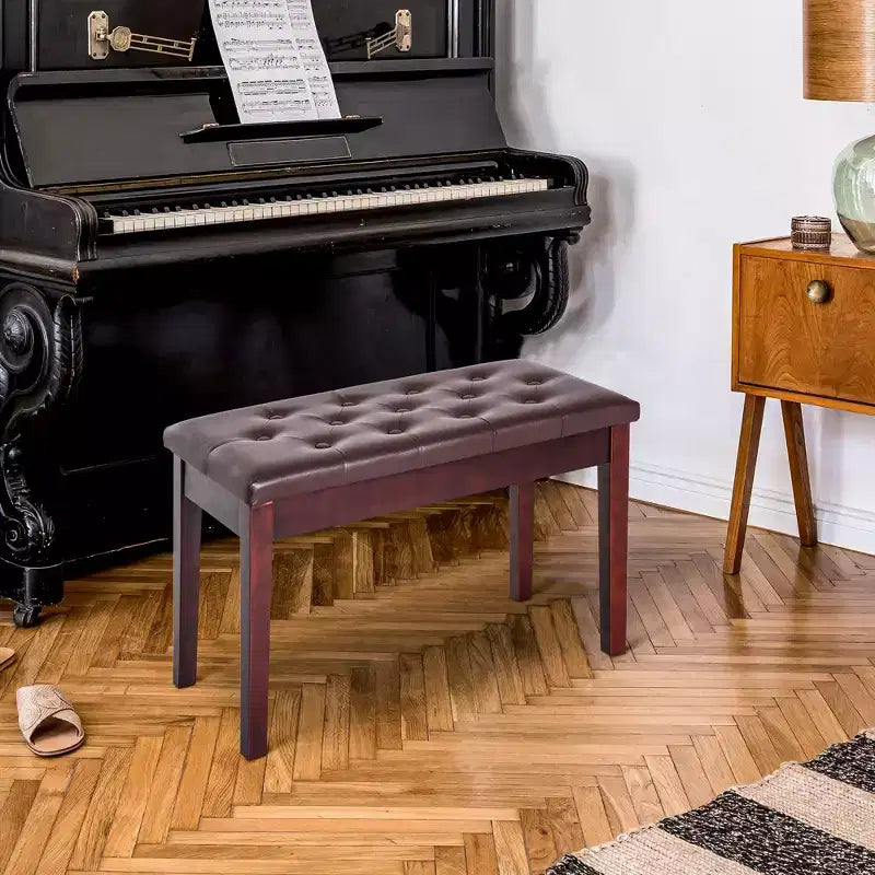 Panca da pianoforte a 2 posti imbottita in similpelle betulla Country tradizionale