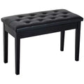 HOMCOM Traditional Country Birchwood Faux Leather Padded 2 Person Piano Bench