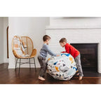 Stuff n Sit XL 38, fodera per pouf salvaspazio per animali di peluche, ideale come organizer o sedia da camera da letto, dinosauro