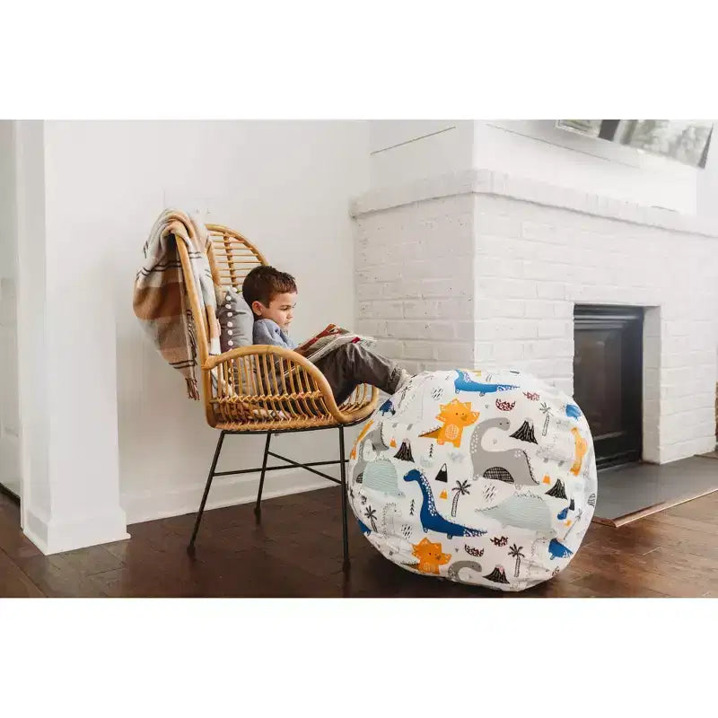 Stuff n Sit XL 38, fodera per pouf salvaspazio per animali di peluche, ideale come organizer o sedia da camera da letto, dinosauro