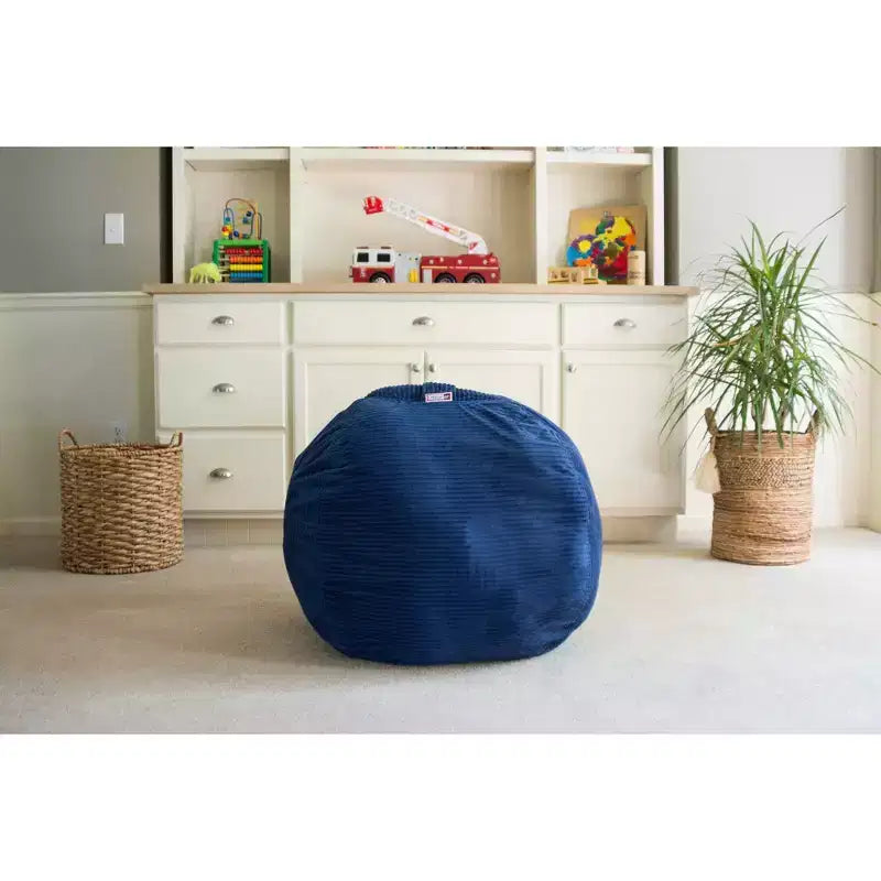 Fodera Grande per Pouf Contenitore Stuff 'n Sit 84 cm per Peluche e Giocattoli - Velluto a Coste Blu Royal