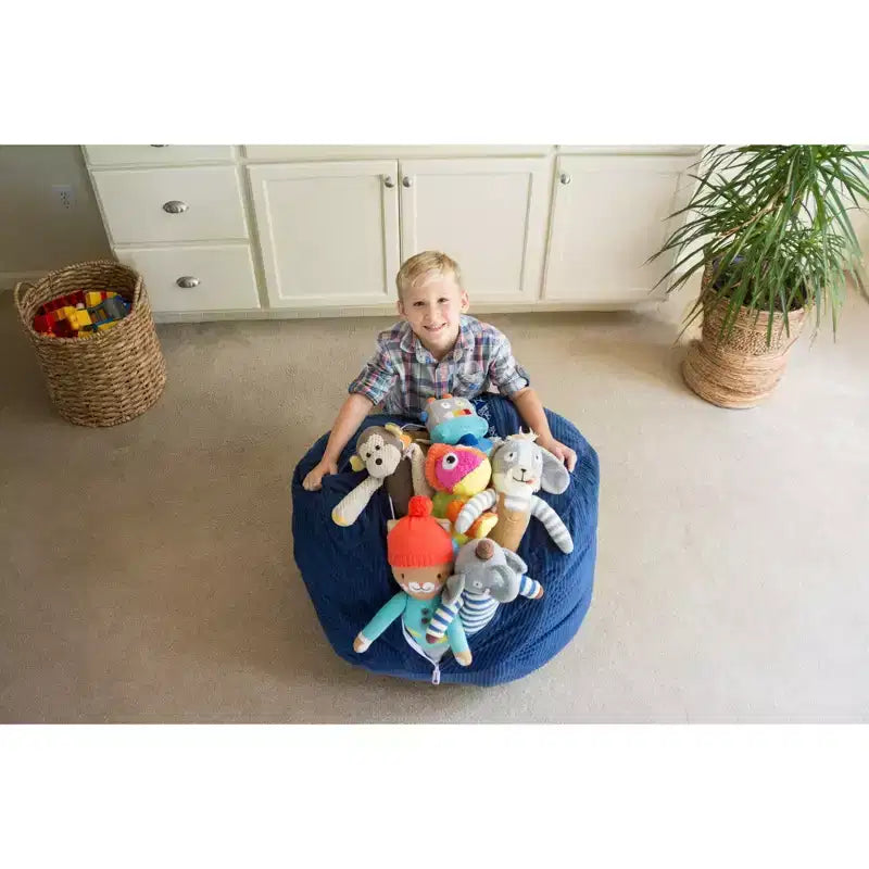 Fodera Grande per Pouf Contenitore Stuff 'n Sit 84 cm per Peluche e Giocattoli - Velluto a Coste Blu Royal