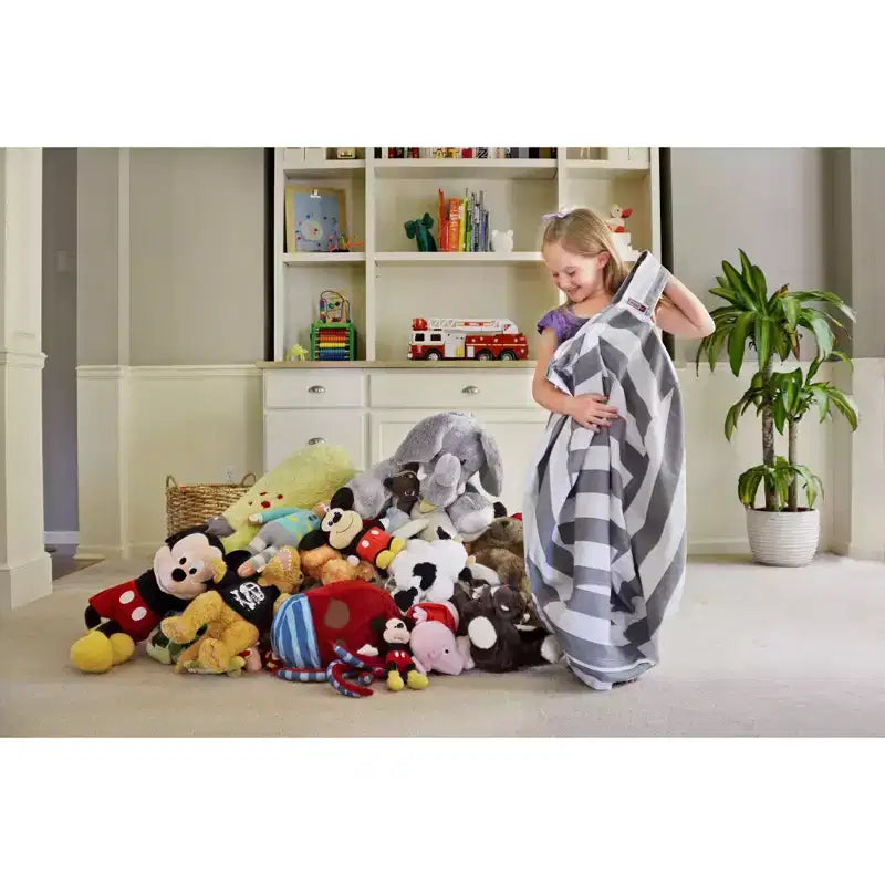 Stuff n Sit XL 38, Copertura Contenitore a Sacco per Giocattoli di Peluche, Ottimo come Organizzatore per la Camera da Letto o Sedia, a Righe Grigie/Bianche